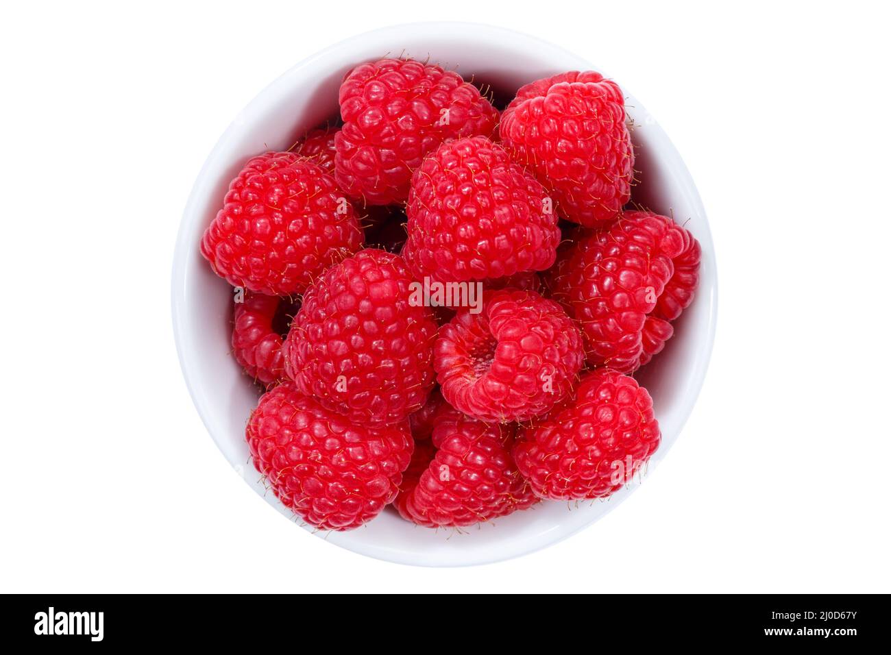 Raspberries berries from above isolated exempted exemplar Stock Photo