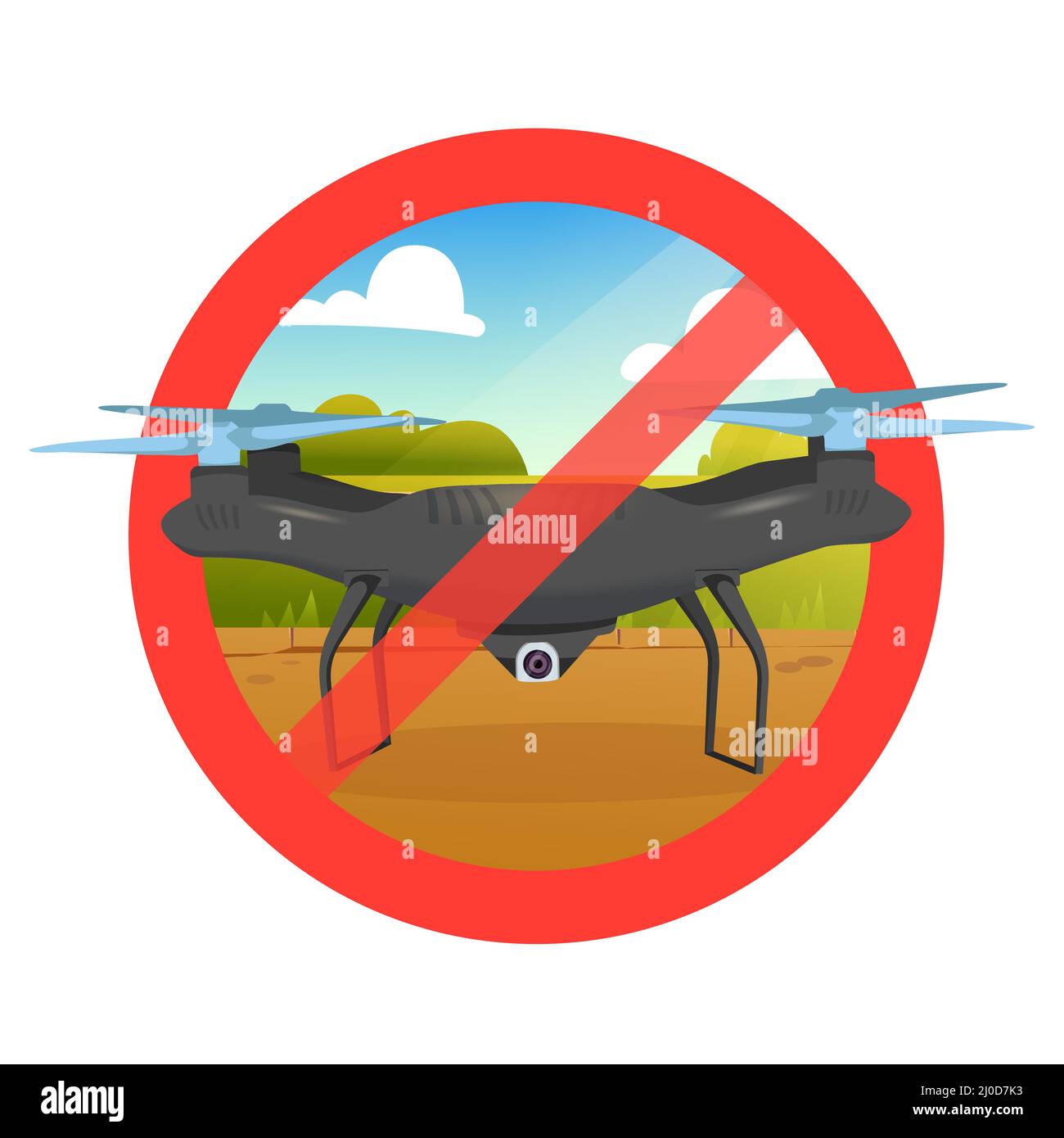 No drone zone sign flights with drone prohibited Stock Vector