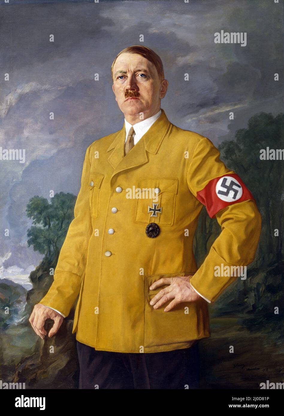 Der Führer Gemälde Portrait painting of the Nazi Adolf Hitler by Heinrich Knirr 1937 Stock Photo
