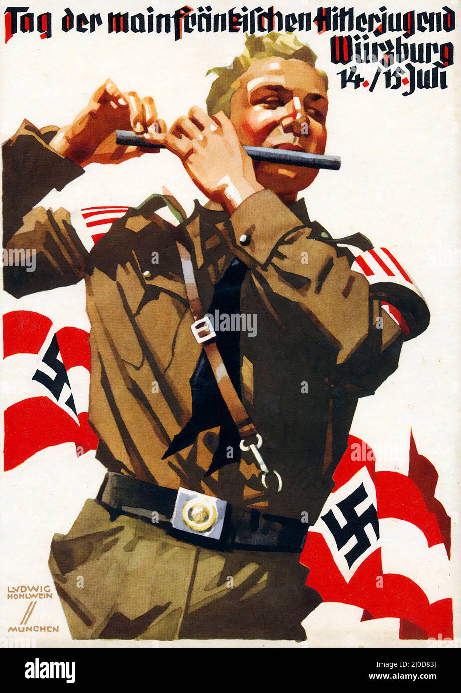 Nazi propaganda by Ludwig HOHLWEIN, Tag der mainfränkischen Hitlerjugend Würzburg Ansichtskarte Propaganda, c 1938 Stock Photo