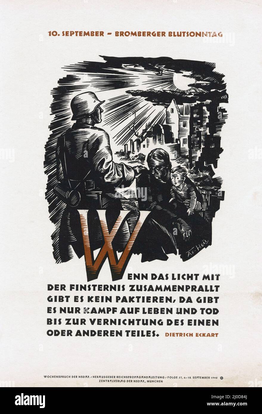 German Nazi propaganda - September 10 - Bloody Sunday Of Bromberg. 1942. Werner von Axster-Heudtlass  (1898–1949) Stock Photo