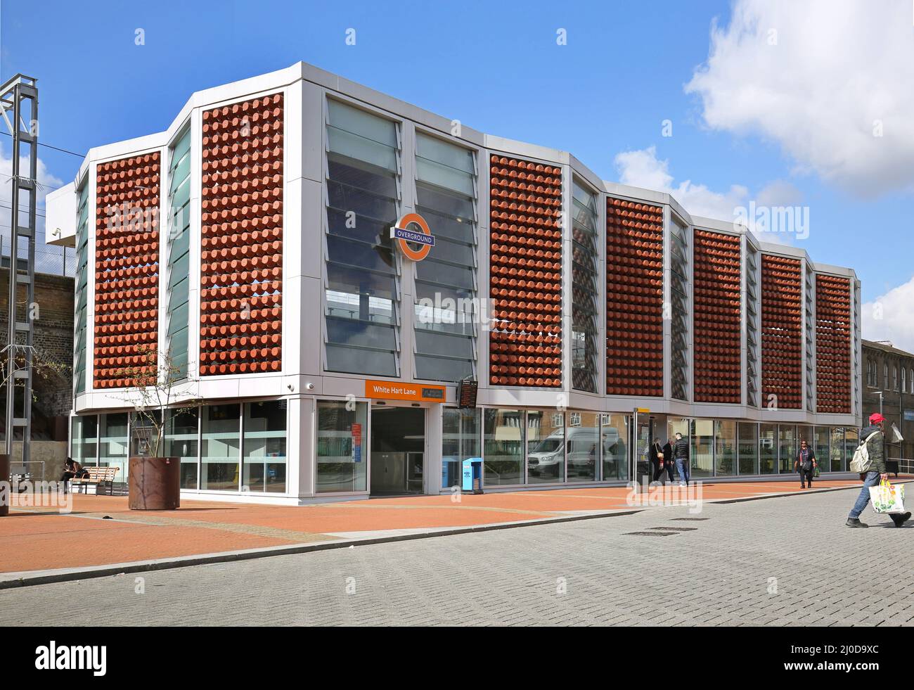 The newly redeveloped White Hart Lane railway station in North London. The London Overground station serves Tottenham Hotspur FC's new stadium. Stock Photo