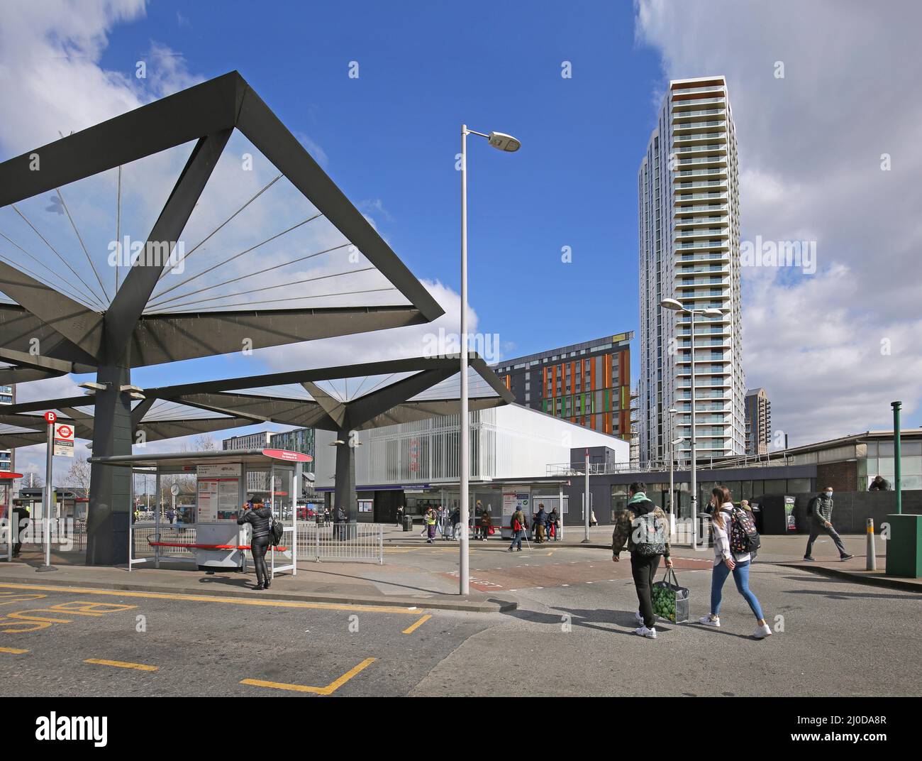 The newly refurbished railway/underground station and bus interchange  at Tottenham Hale, north London, UK. Stock Photo