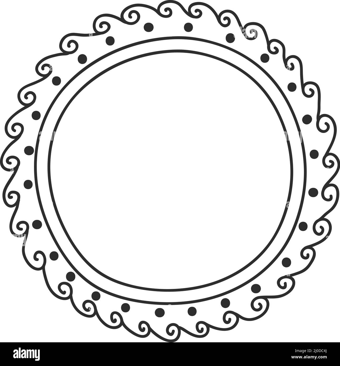 Doodle photo frames, cute hand drawn painting frame. Scrapbook tag doodles,  sketch picture framing borders with decorative elements vector set. Round,  rectangular or oval shaped mirror Stock Vector Image & Art -