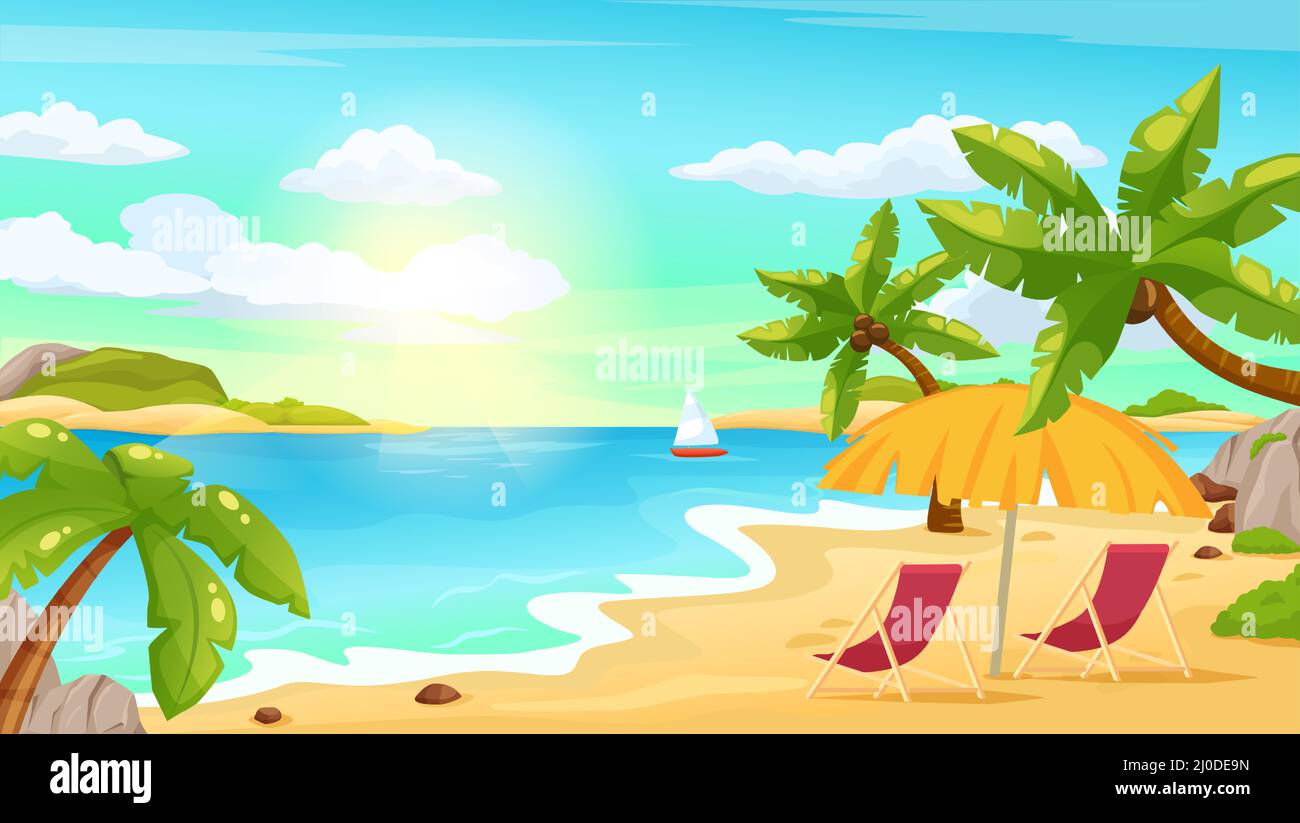 Beach scene cartoon hi-res stock photography and images - Alamy