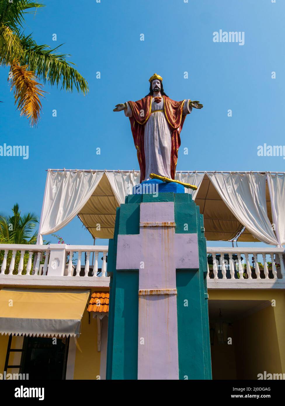 Goa, INDIA December 22, 2021 Statue of Jesus Christ at Fort