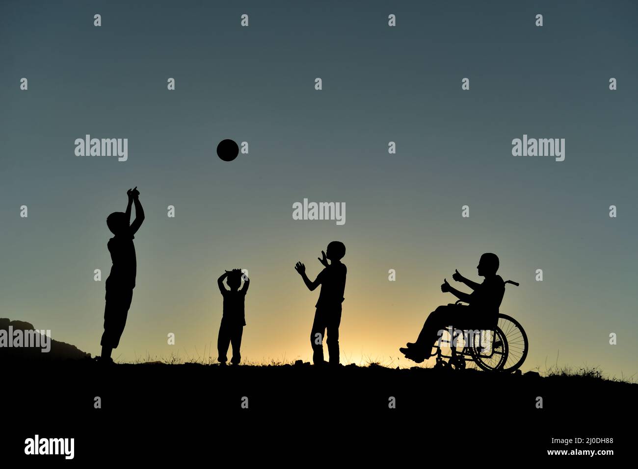 support and morale for disabled people Stock Photo