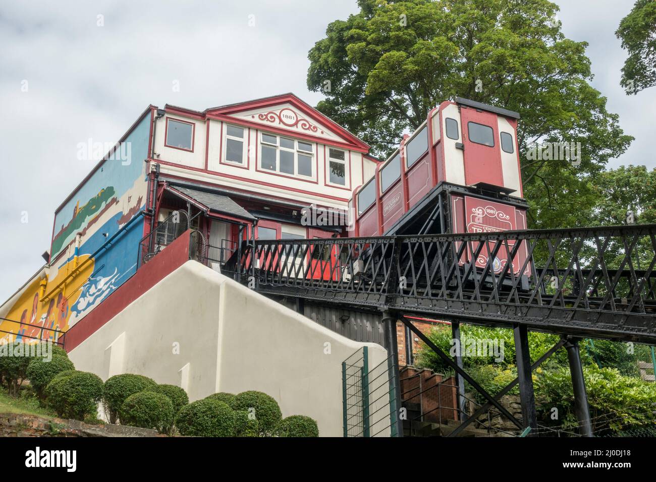 Victorian Tramway to Town in Scarborough, a seaside resort on the North Sea in North Yorkshire, UK Stock Photo