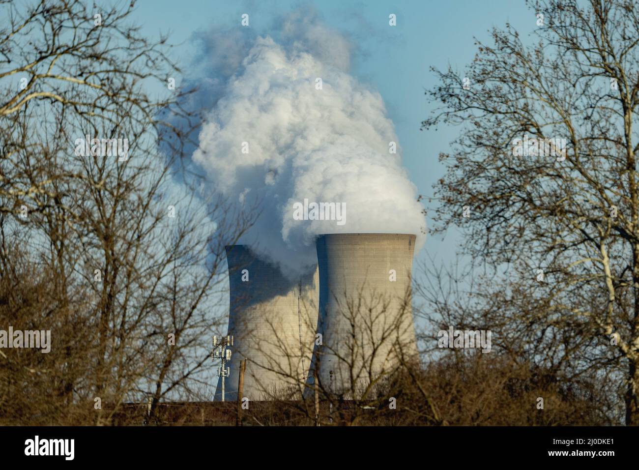 Steam coming out from the nuclear power plants Stock Photo