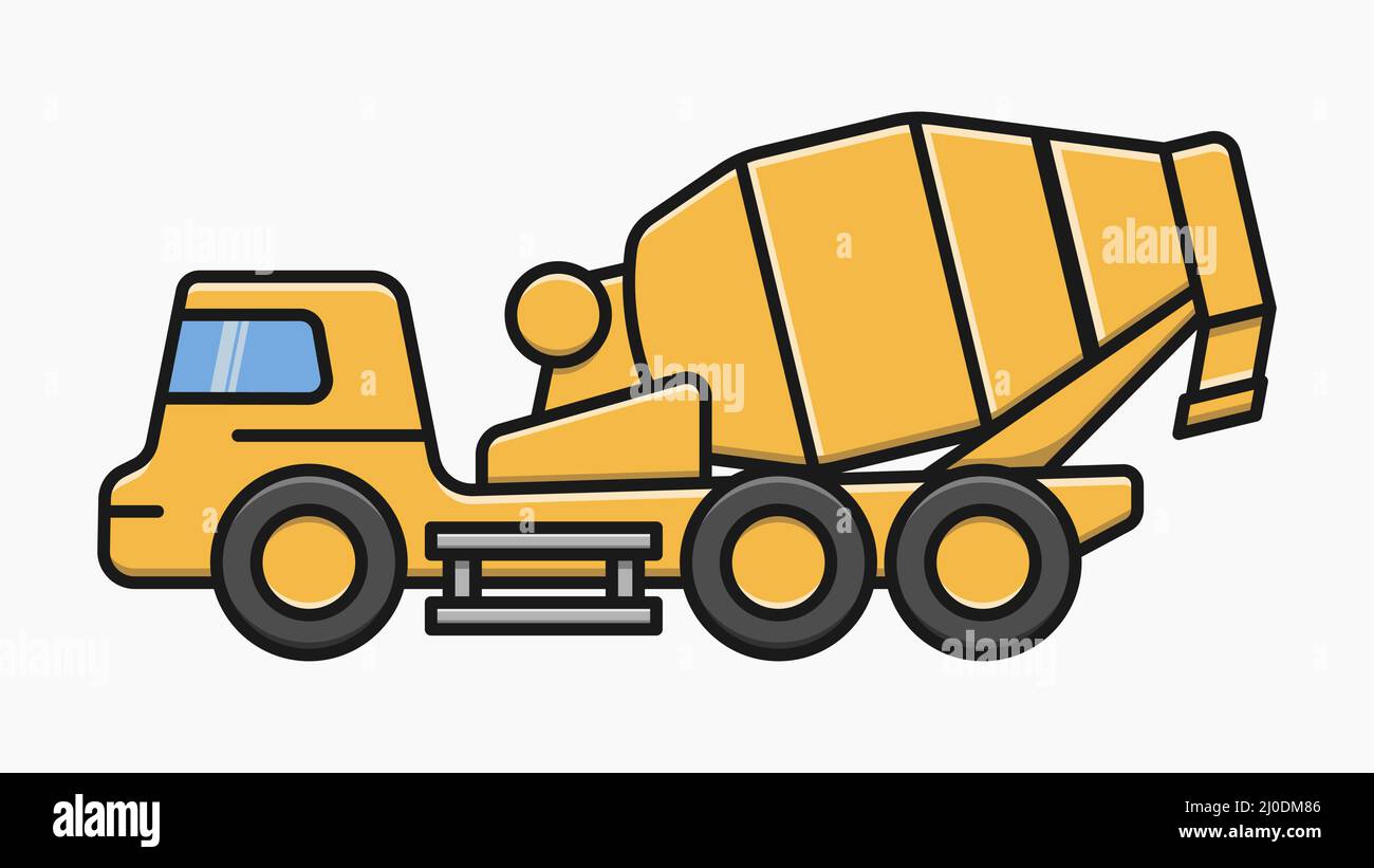 concrete mixer truck construction machine vector flat illustration