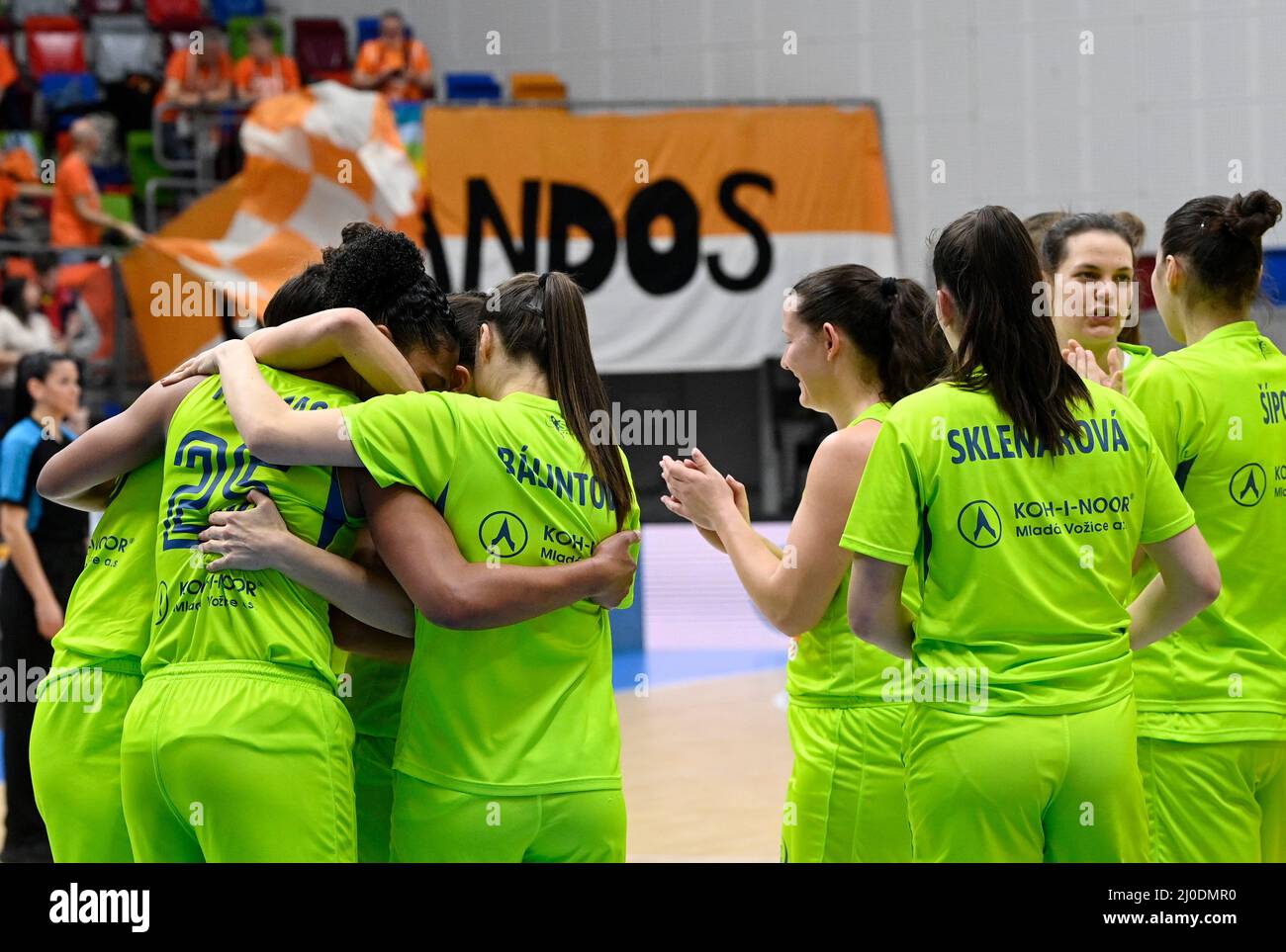 Prague, Czech Republic. 18th Mar, 2022. USK Praha players celebrate after winning the women's