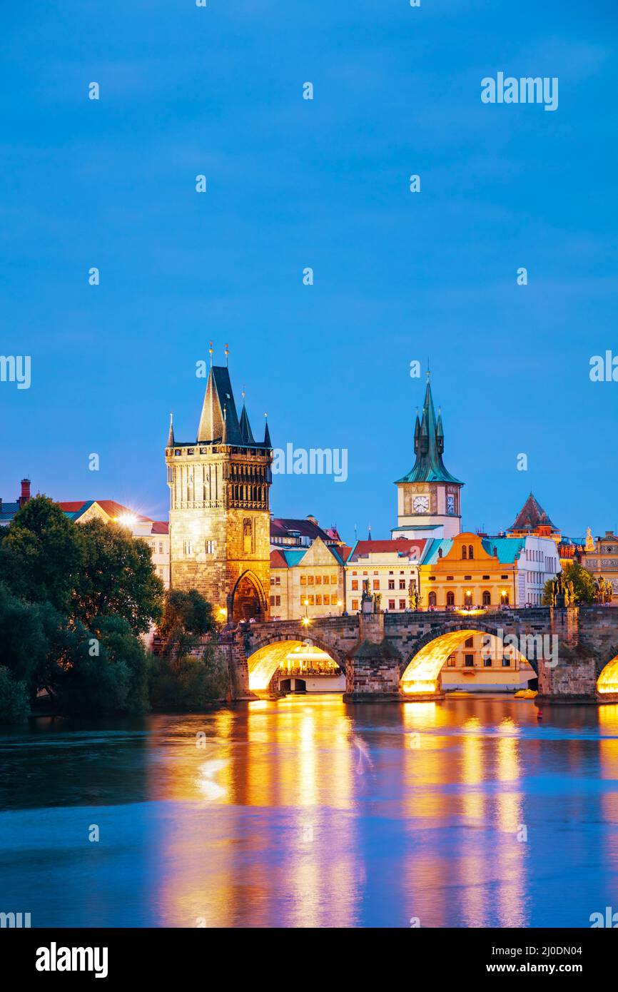 The Old Town Charles bridge tower in Prague Stock Photo