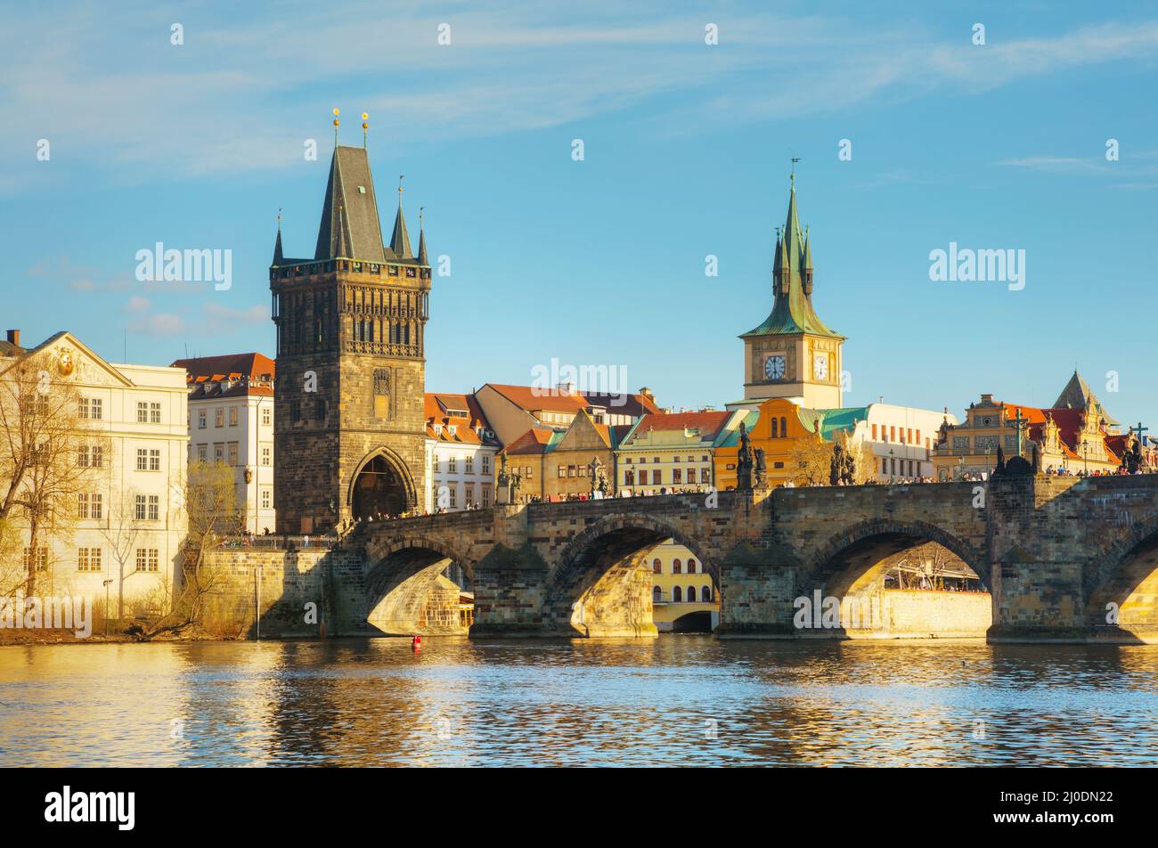 The Old Town with Charles bridge tower in Prague Stock Photo