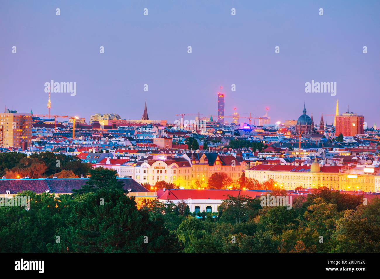 Vienna aerial view in the evening Stock Photo
