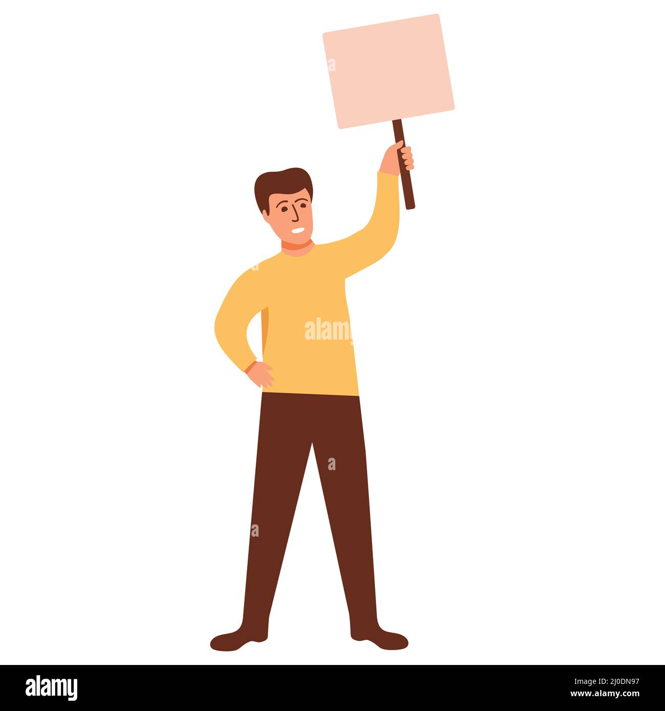 Man protesters. Vector illustration. Hand holding board. Stock Vector
