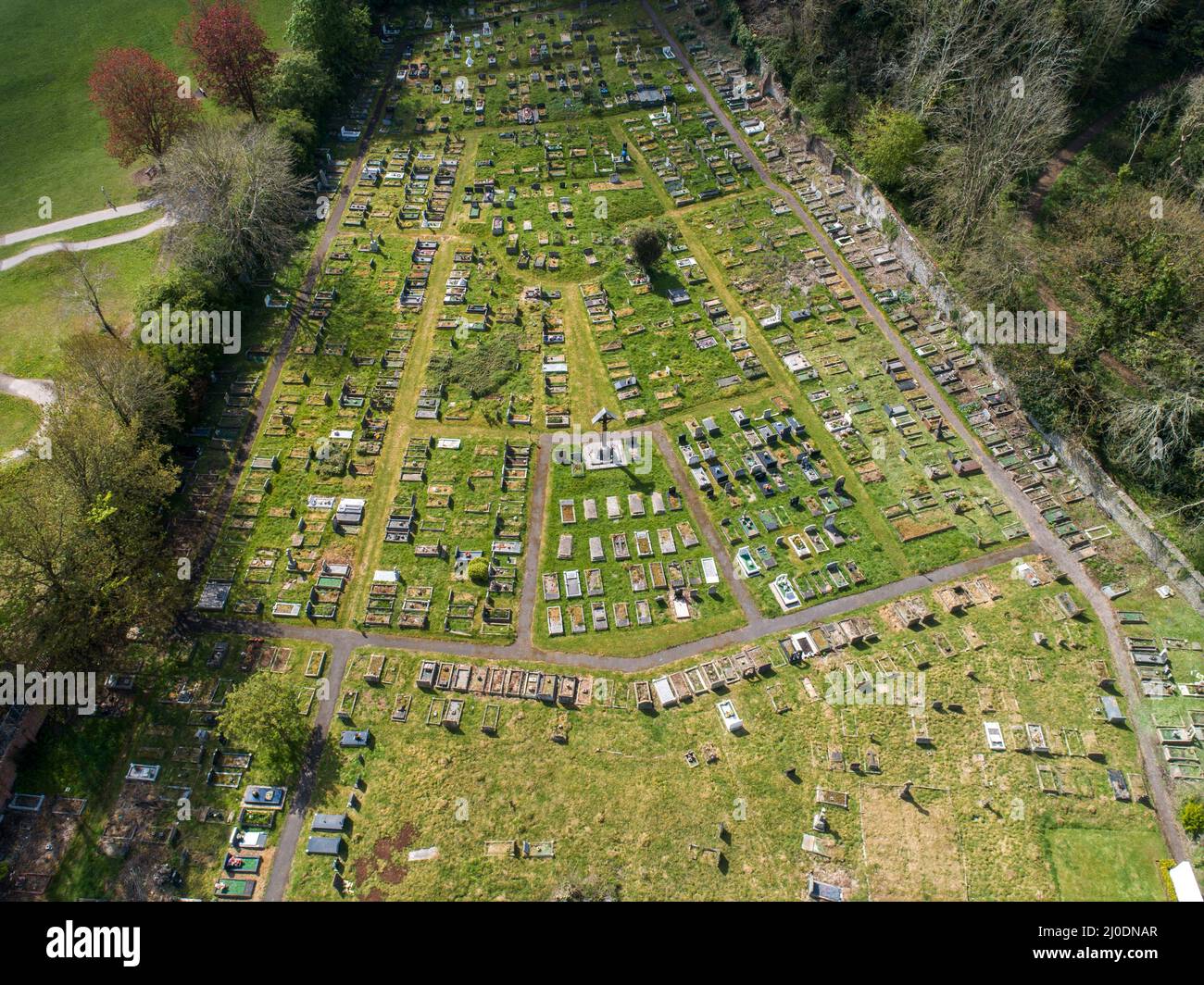 Drone shot of Arnos Vale Cemetery, Bristol, UK Stock Photo