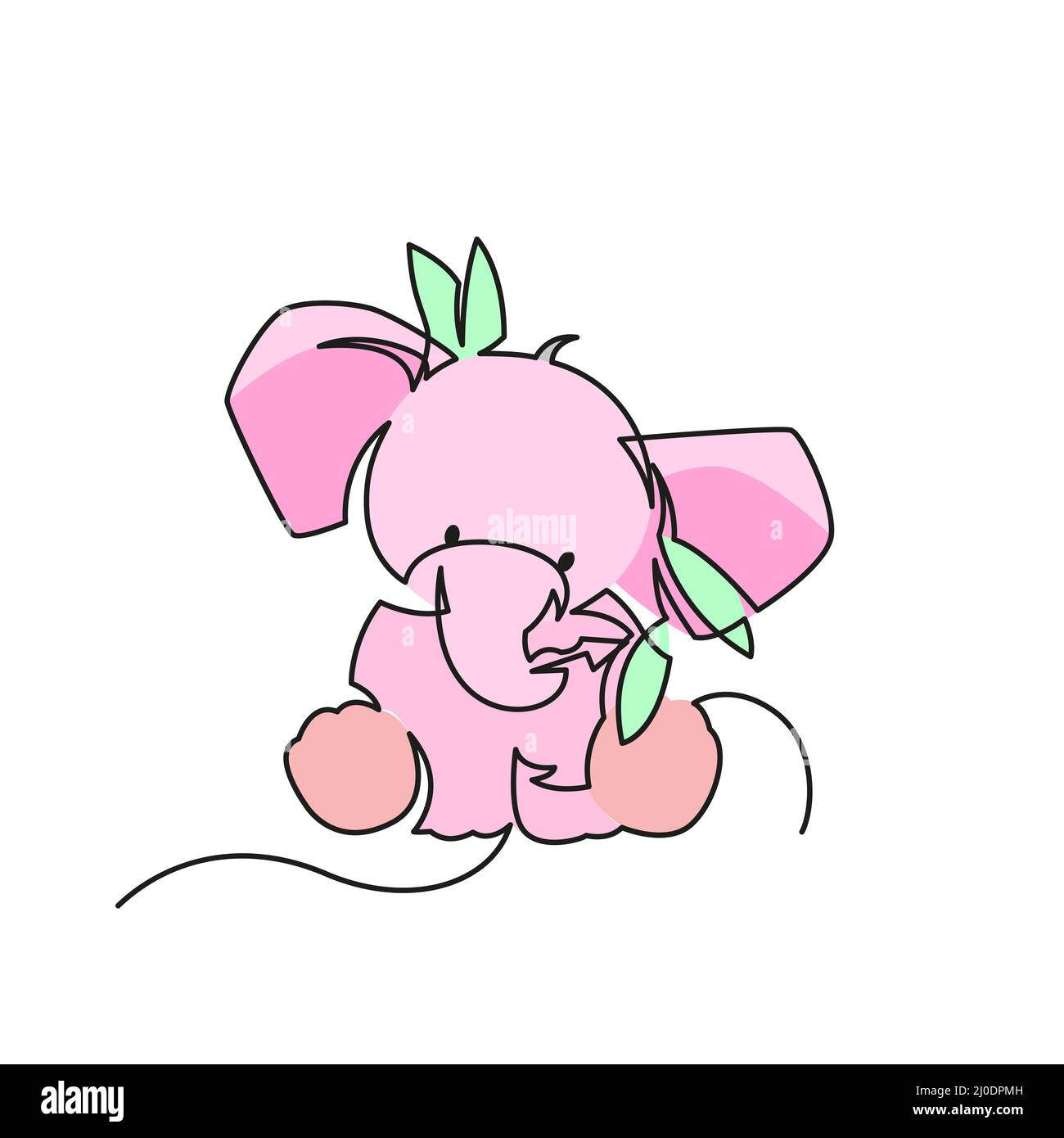 Happy little pink Elephant. Happy pink Elephant illustration continuous