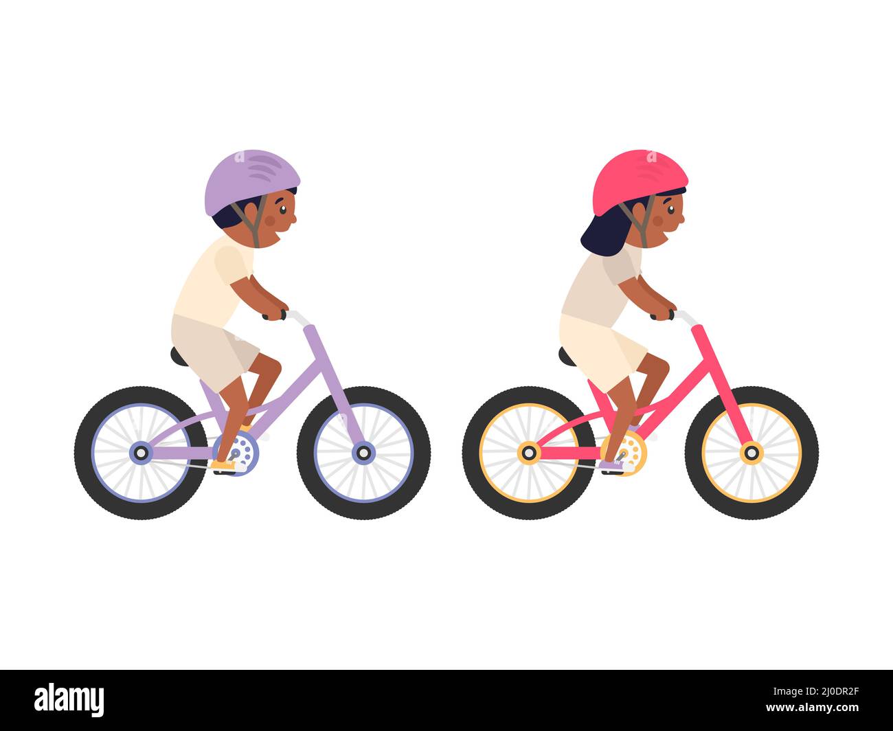 Black girl and boy riding bikes Stock Vector Images Alamy