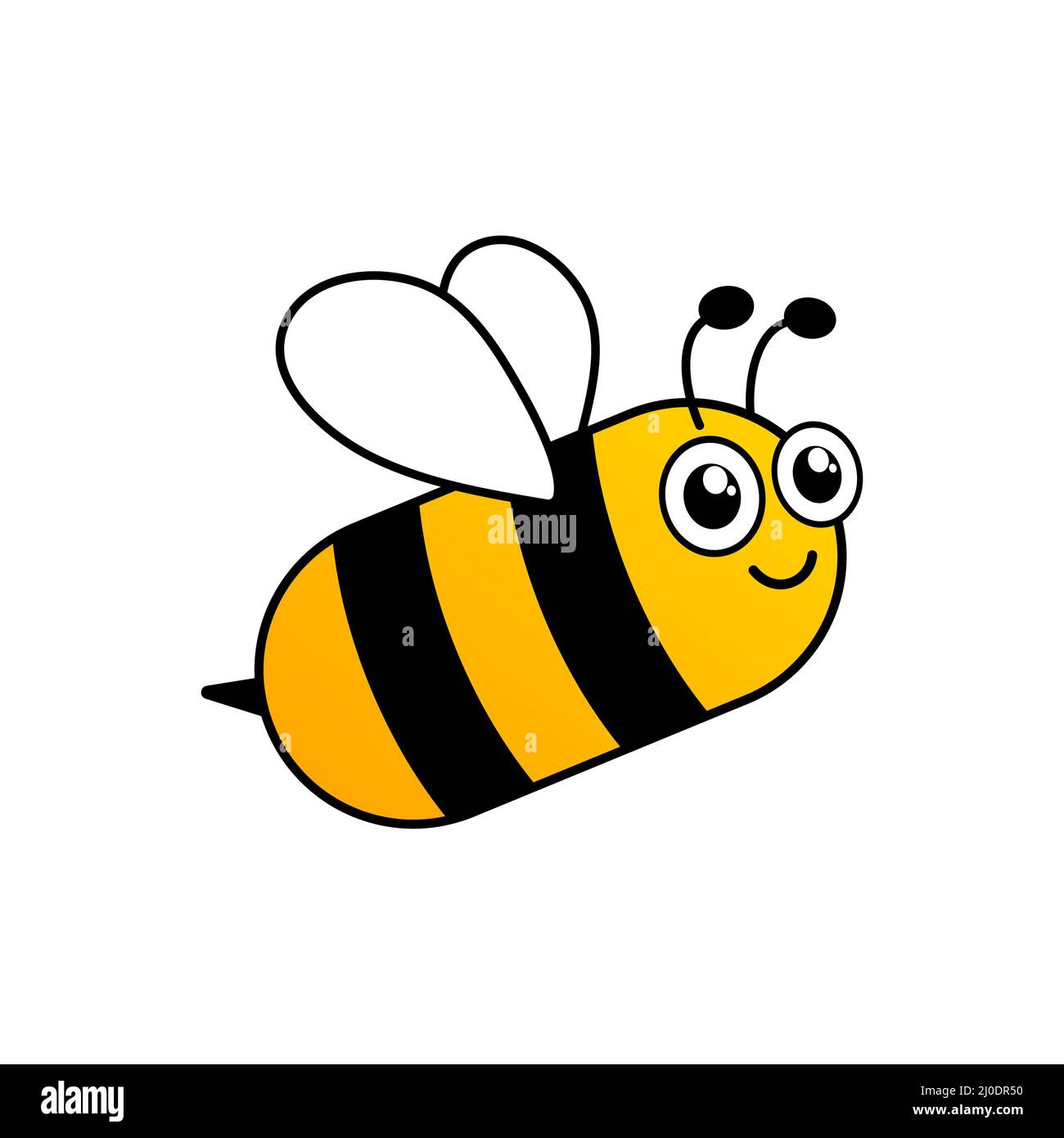 Bee cartoon flying character. Happy cute bee. Stock Vector