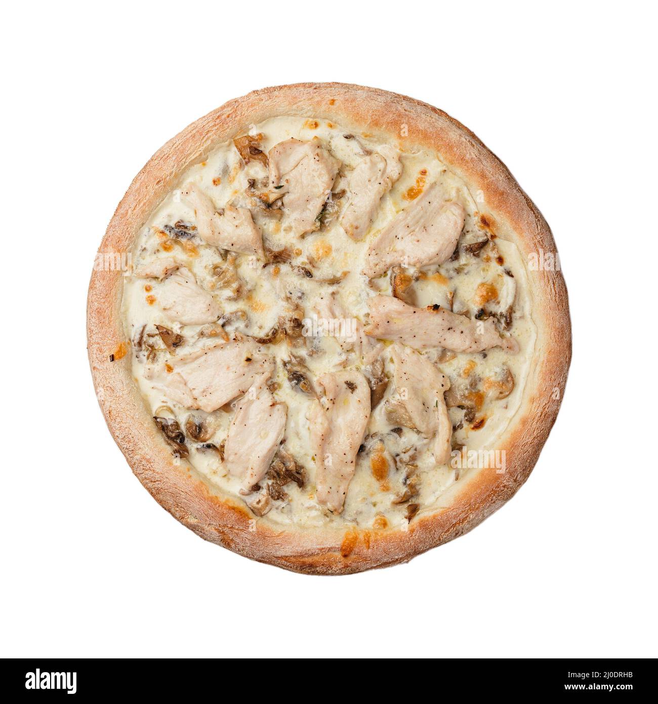 Pizza with Chicken fillet, champignon mushrooms, mozzarella and gouda ...