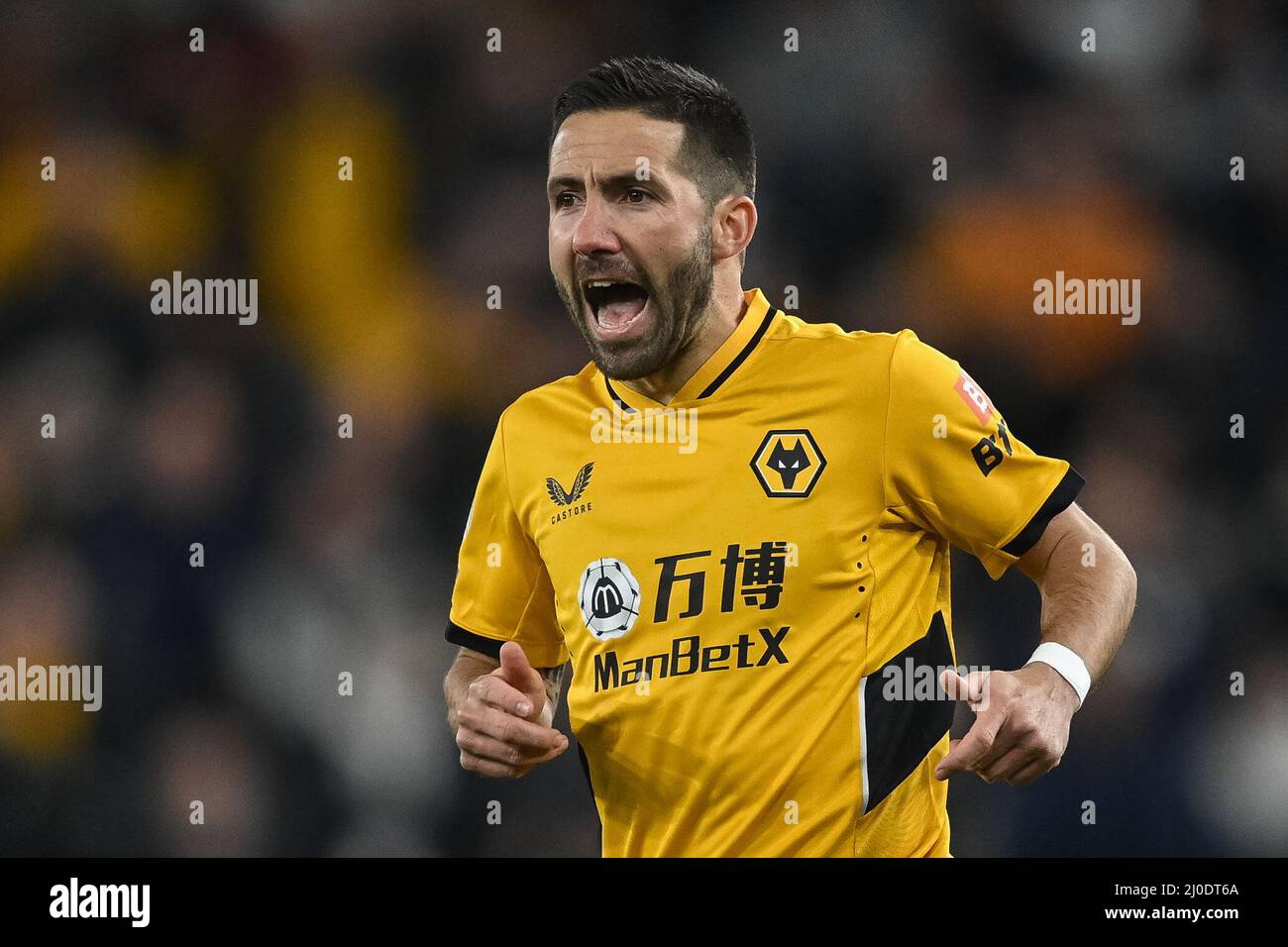 Joao Moutinho #28 of Wolverhampton Wanderers gives his team instructions Stock Photo