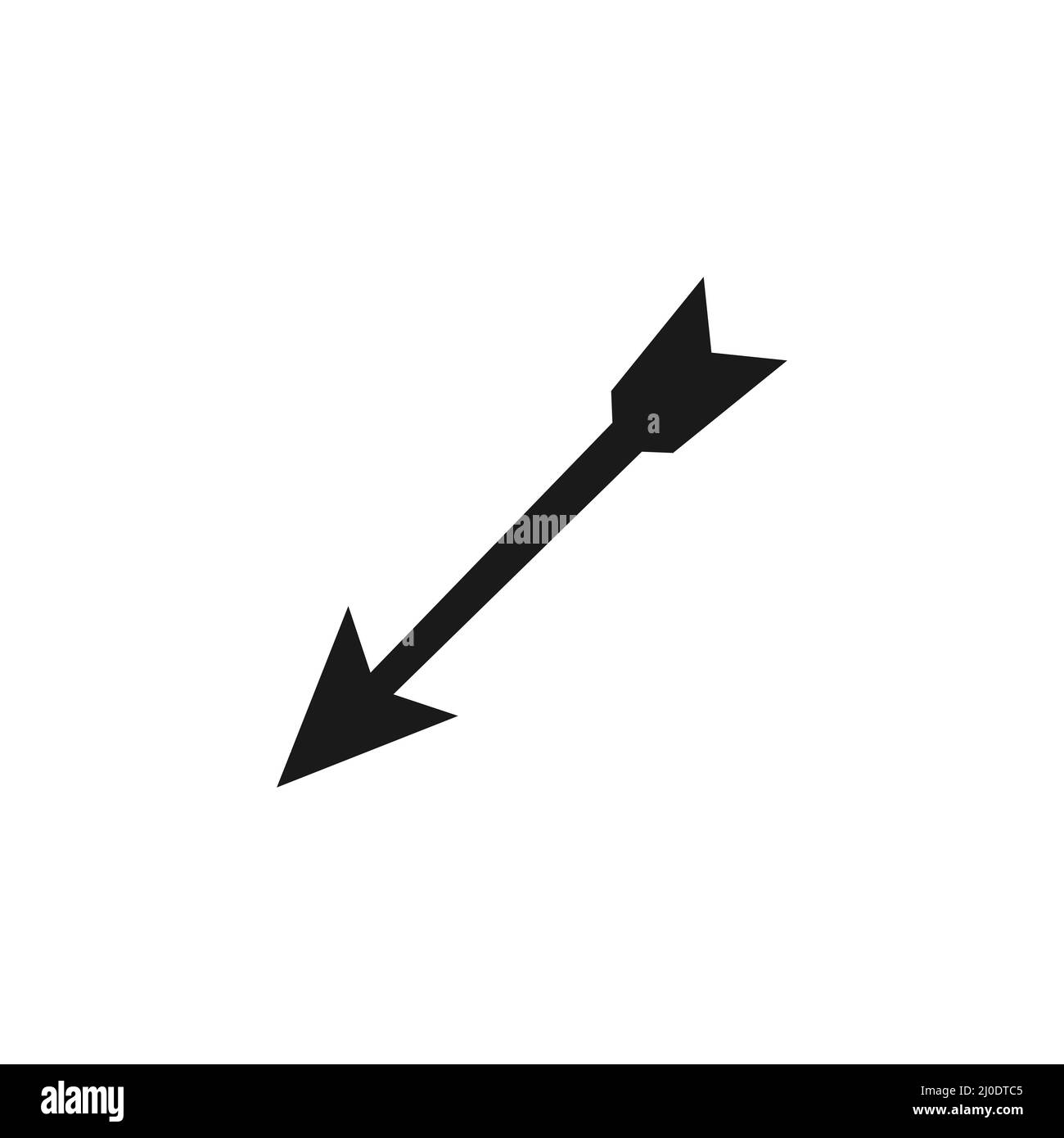 Flying bow arrow black icon. Vector isolated on white Stock Vector