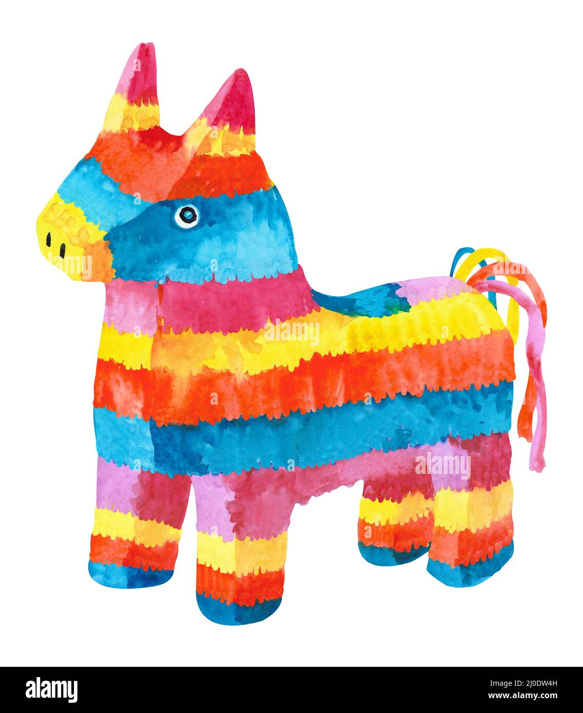 Watercolor pinata. Candy inside a pink horse pony Stock Photo - Alamy