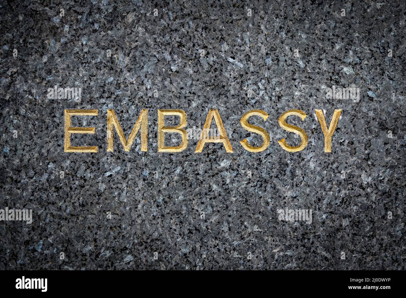 Gold Embassy Sign Stock Photo