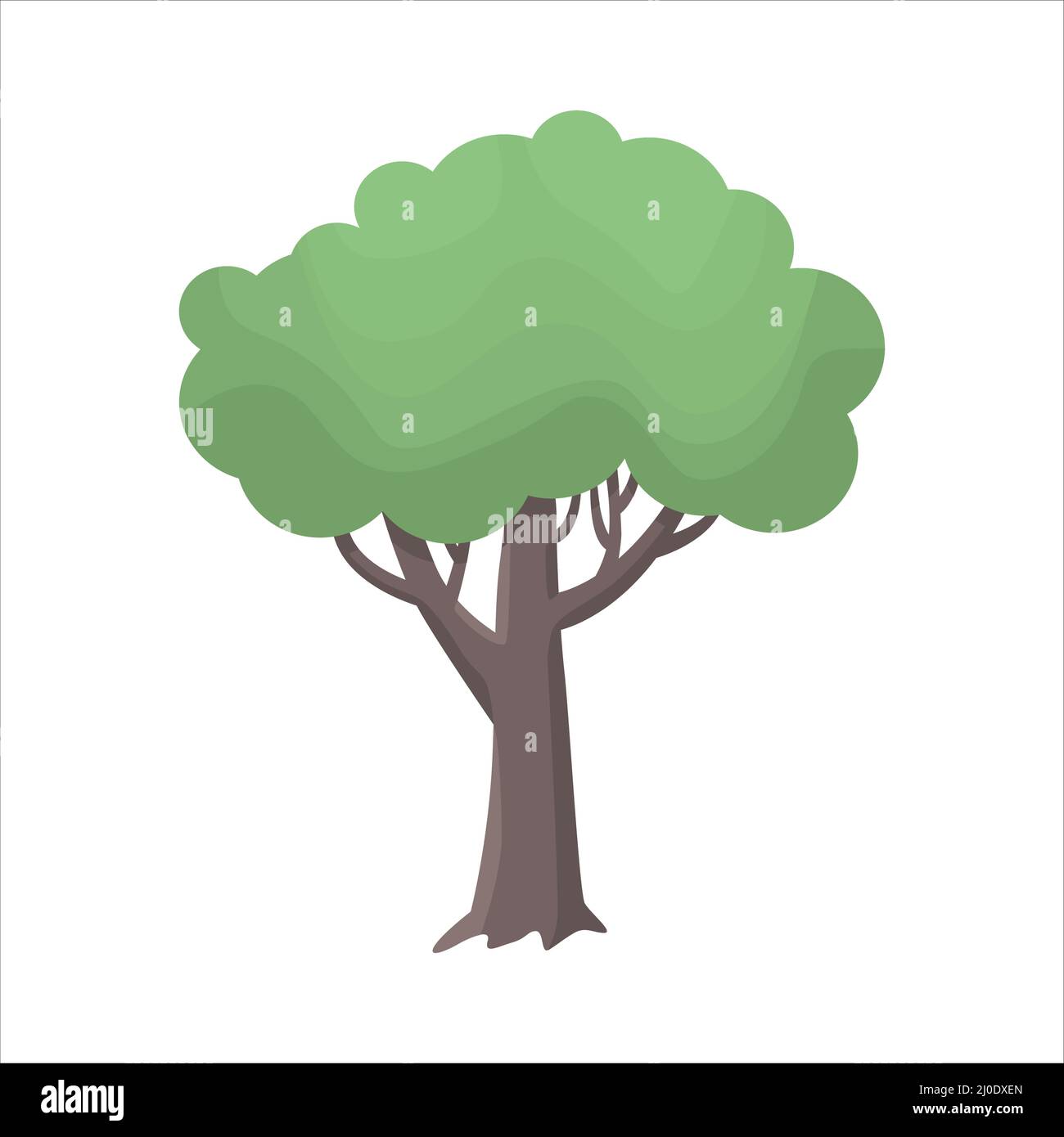 Green tree flat vector illustration. Beautiful tree icon isolated on ...