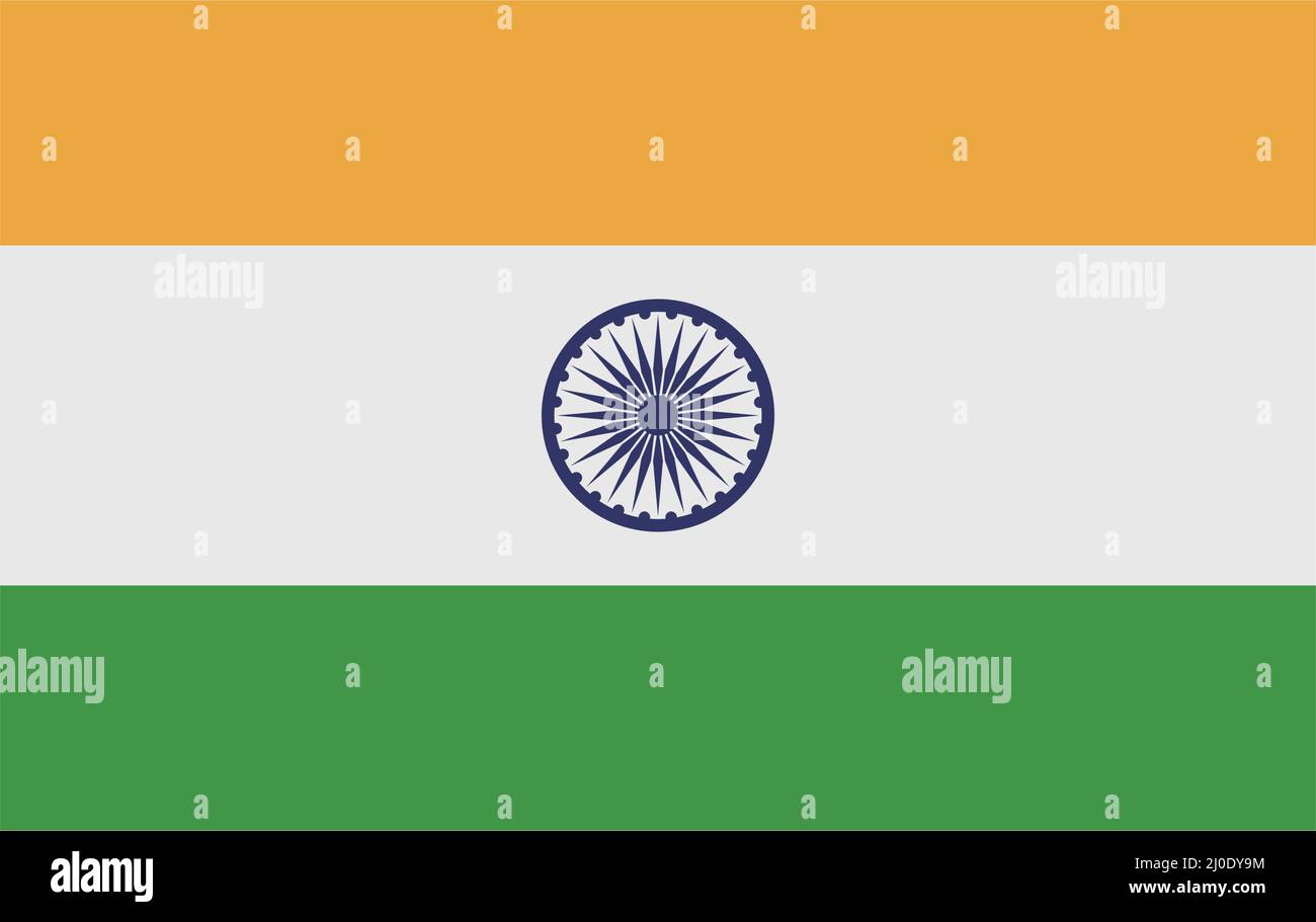 The flag of India. Countries in South Asia. Editable vector. Stock Vector