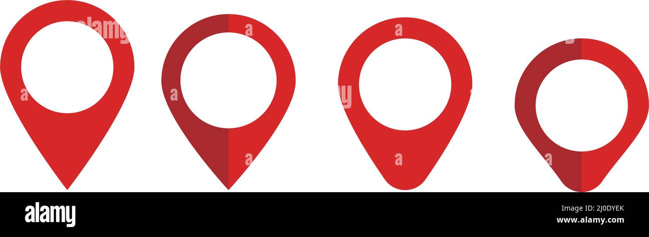 A set of map pin icons in various shapes. Location pointers. Editable vectors. Stock Vector