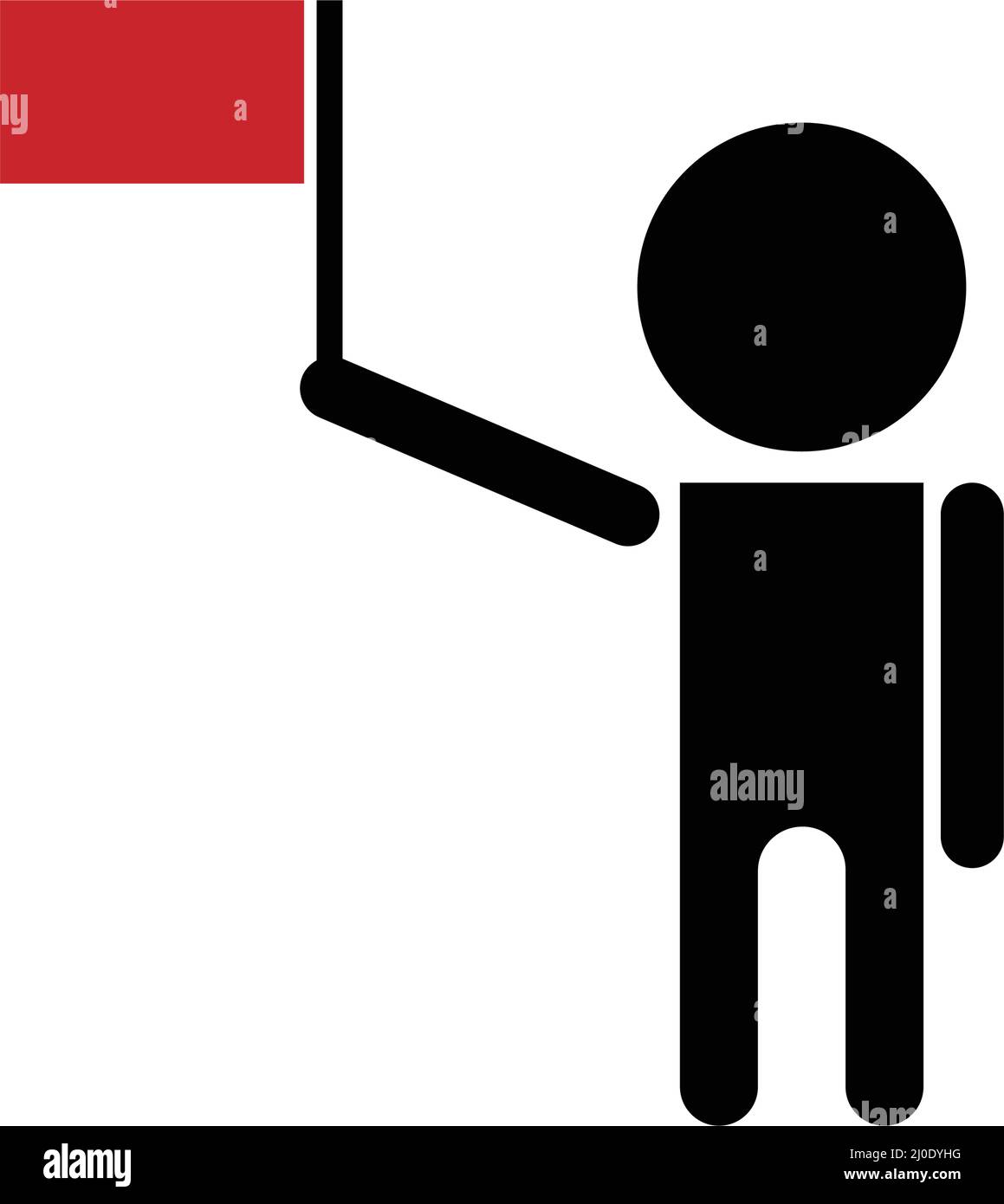Pictogram of a man holding a red flag. Editable vector. Stock Vector