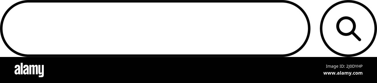 Simple search bar and magnifying glass search button. Text entry field. Web search. Editable vectors. Stock Vector