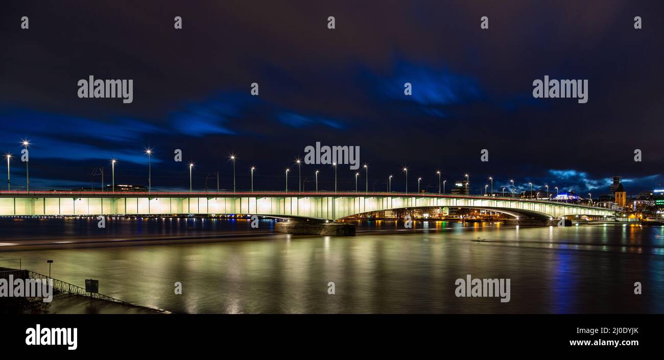 Flood in cologne at night. Stock Photo