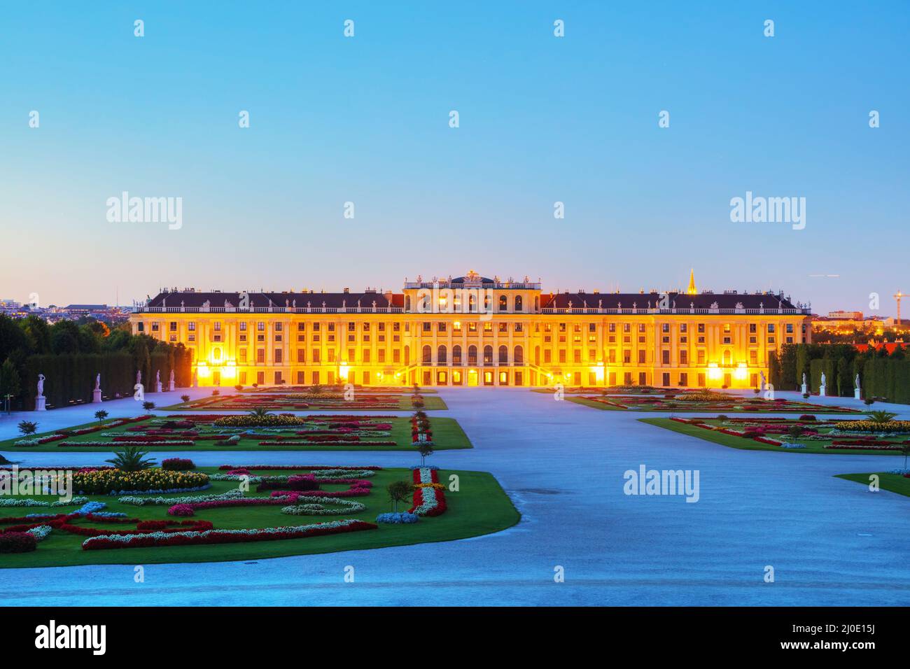Schonbrunn palace at sunset Stock Photo