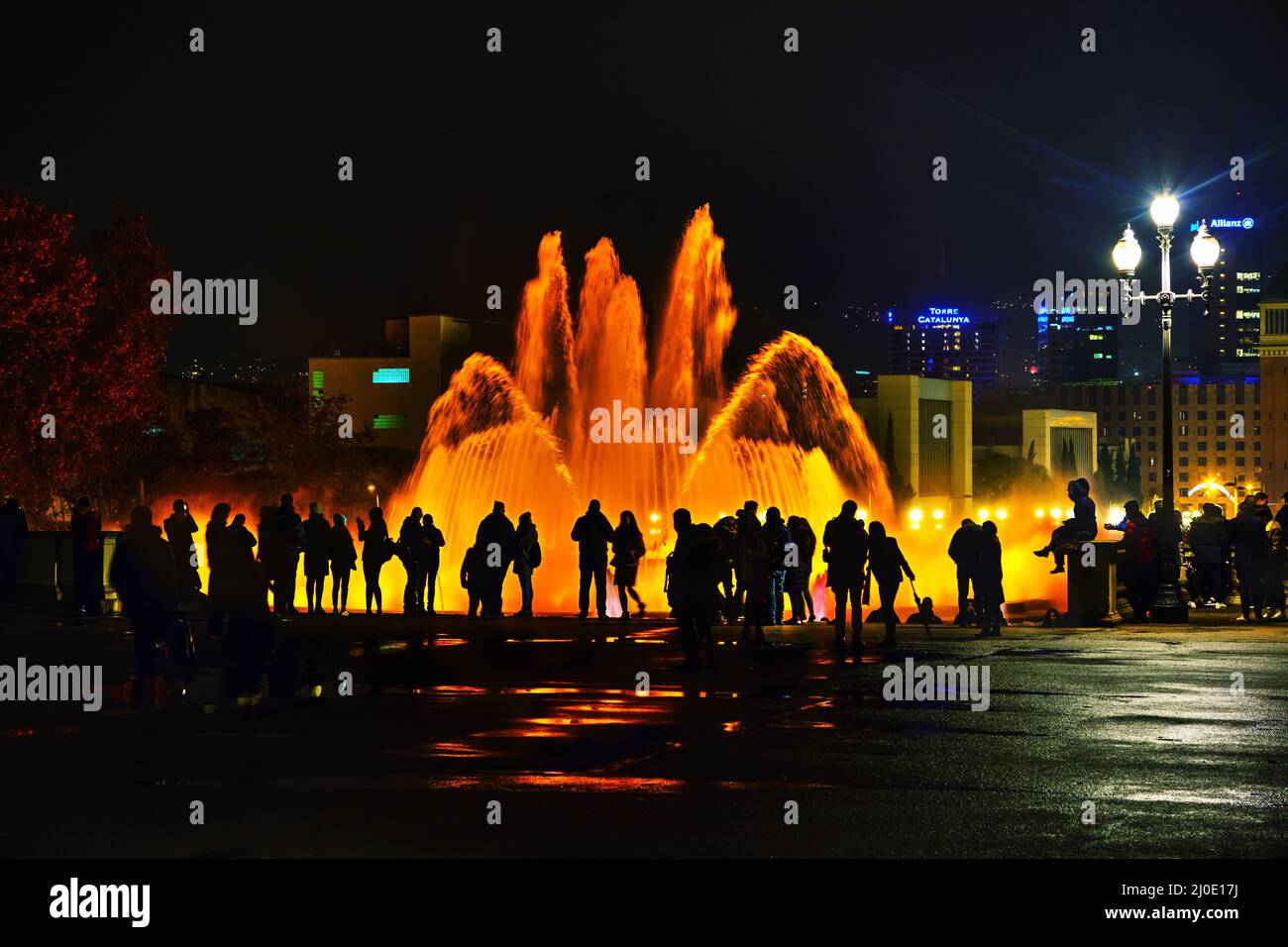Magic Fountain of Montjuic in Barcelona at night Stock Photo