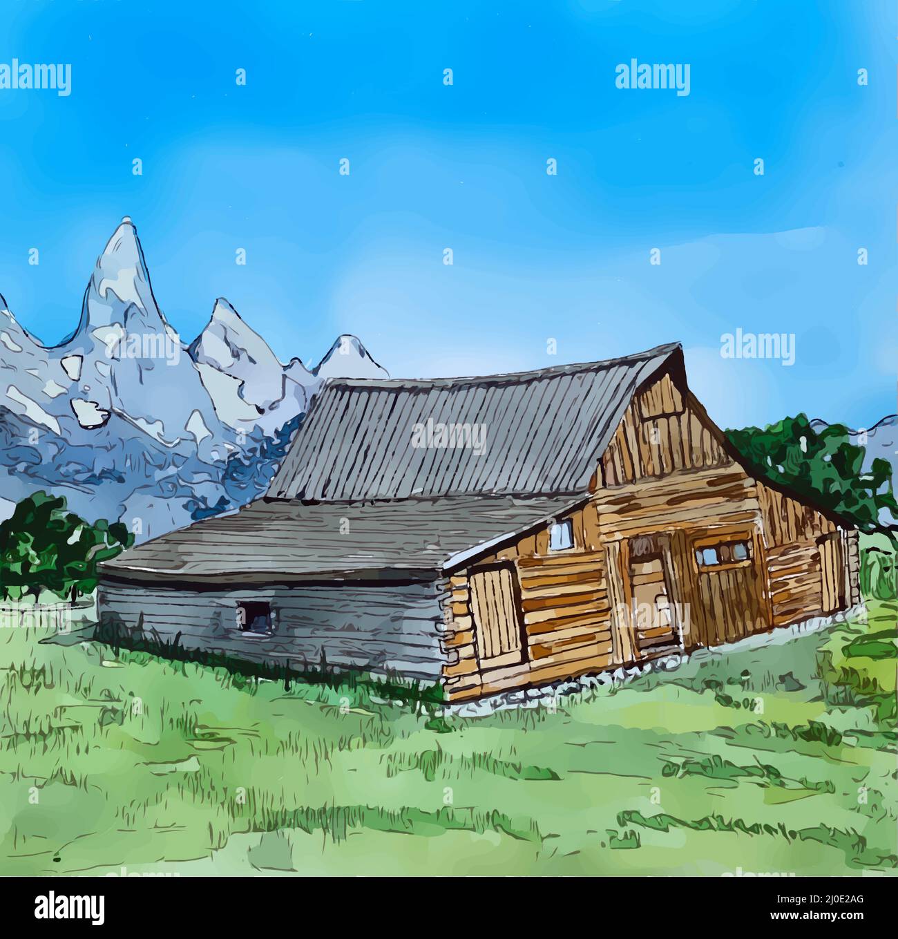 Famous Mormon Barn in Grand Teton National Park Stock Photo
