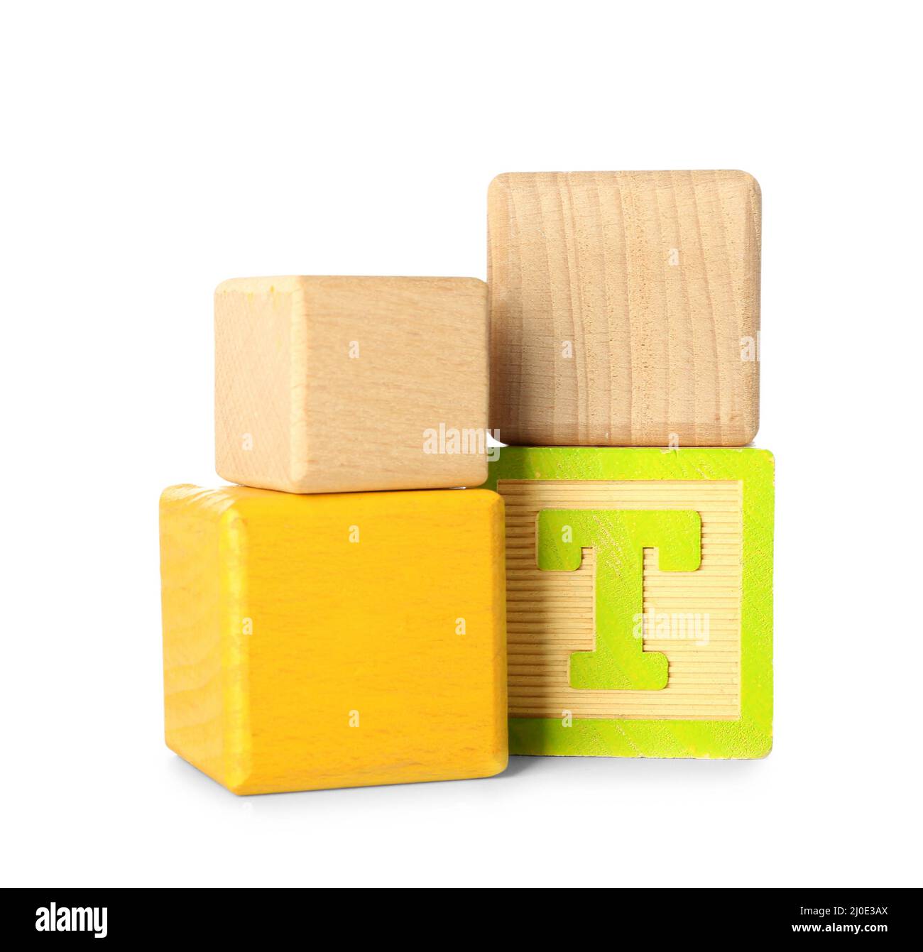 Wooden cubes isolated on white Stock Photo - Alamy