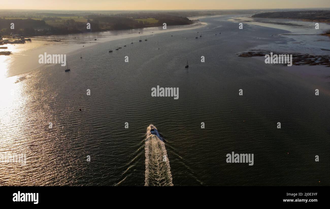 Pin Mill Map An aerial view of the River Orwell near Pin Mill in Suffolk, UK Stock ...