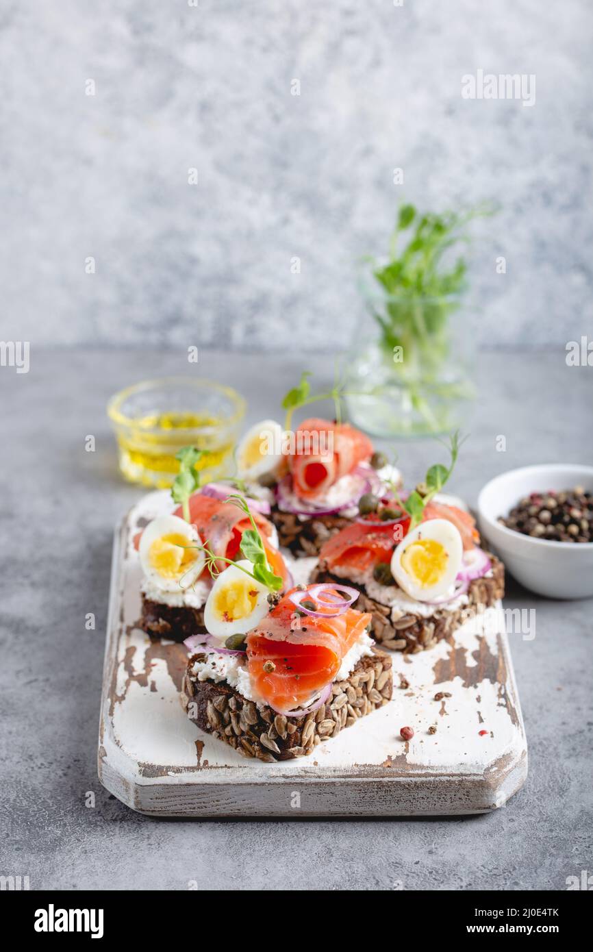 Scandinavian open faced sandwich Stock Photo Alamy