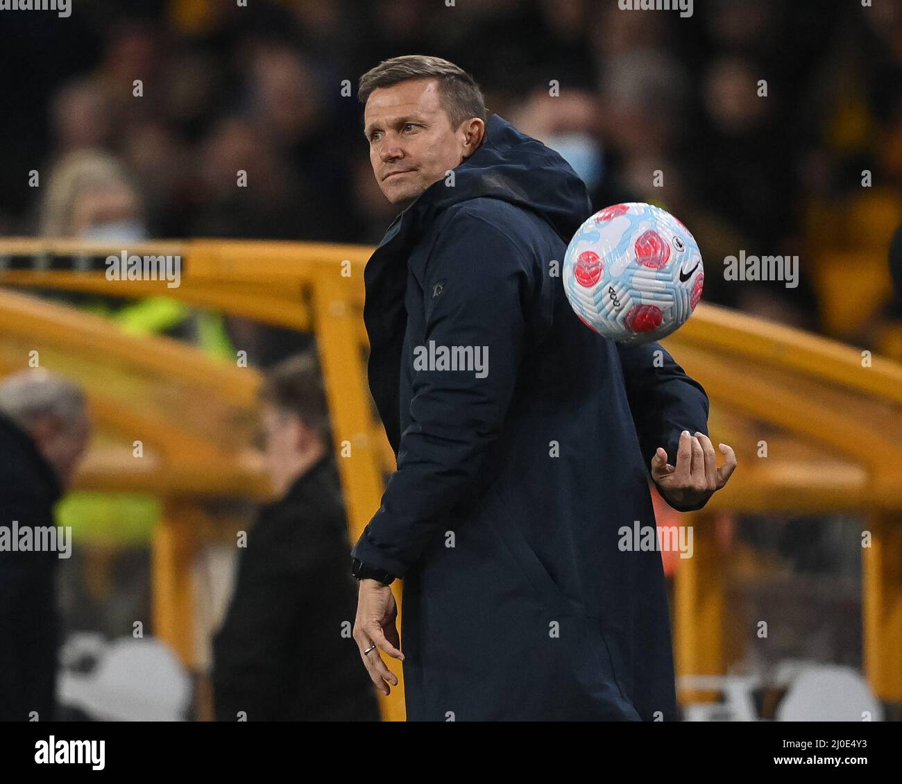 Jesse Marsch manager of Leeds United throws the ball back Stock Photo