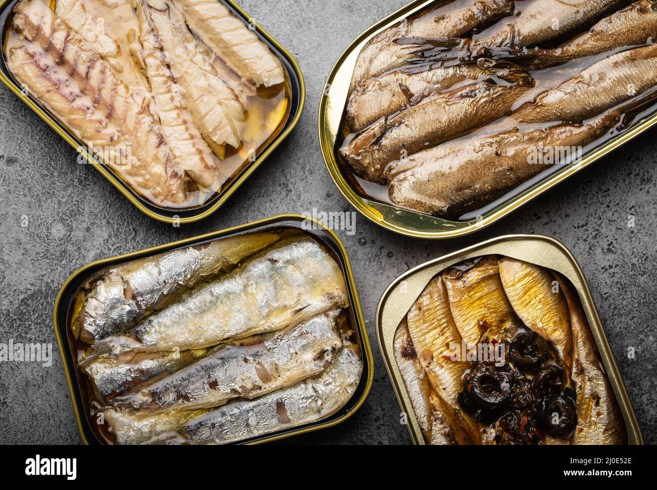 Canned fish in a tin Stock Photo
