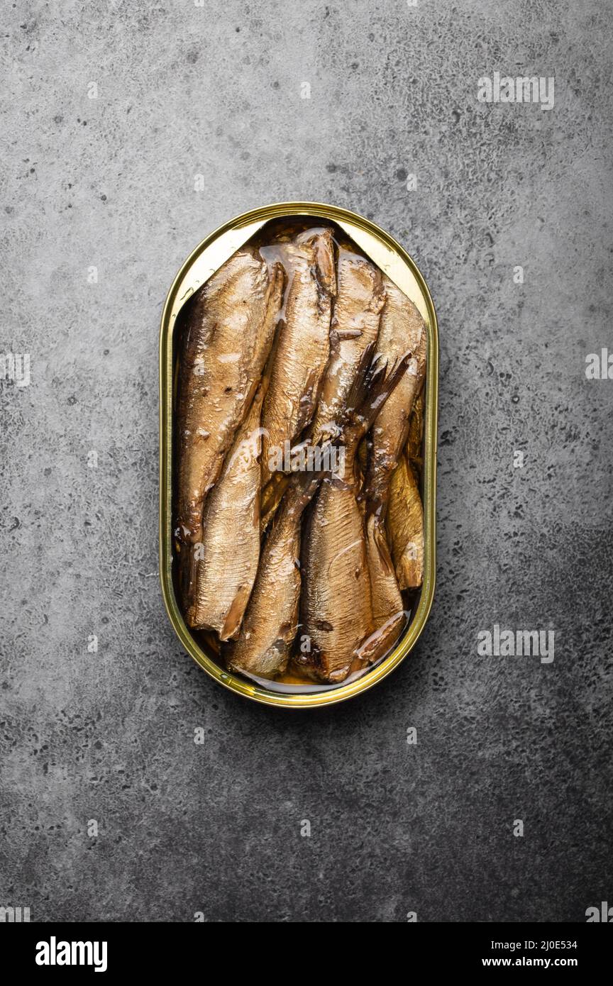 Canned fish in a tin Stock Photo Alamy