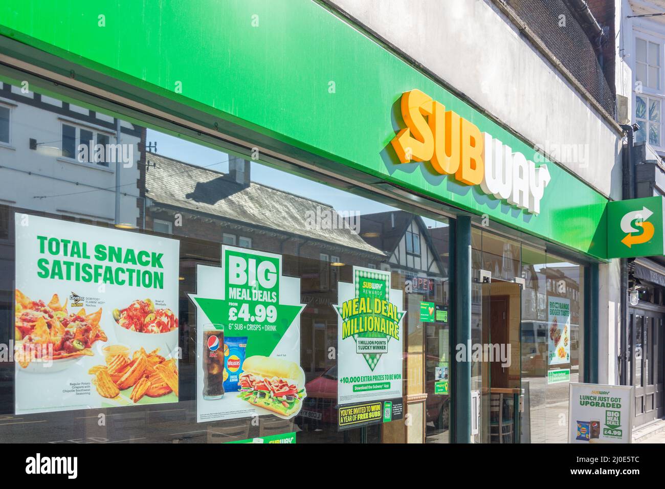 Subway fast food restaurant, High Street, Walton-on-Thames, Surrey, England, United Kingdom Stock Photo