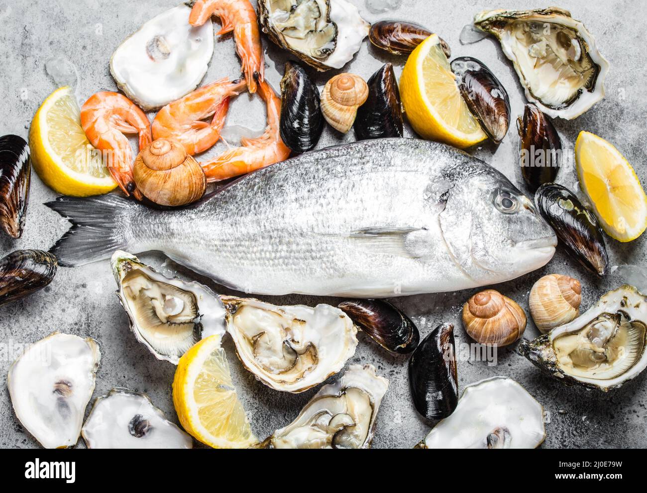 Fish and seafood assortment Stock Photo Alamy