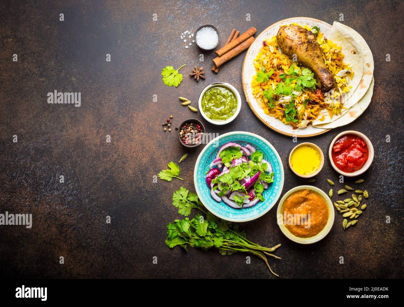 Biryani chicken and indian dishes Stock Photo Alamy