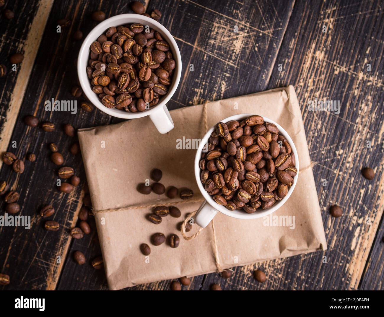 Coffee beans in a cups Stock Photo