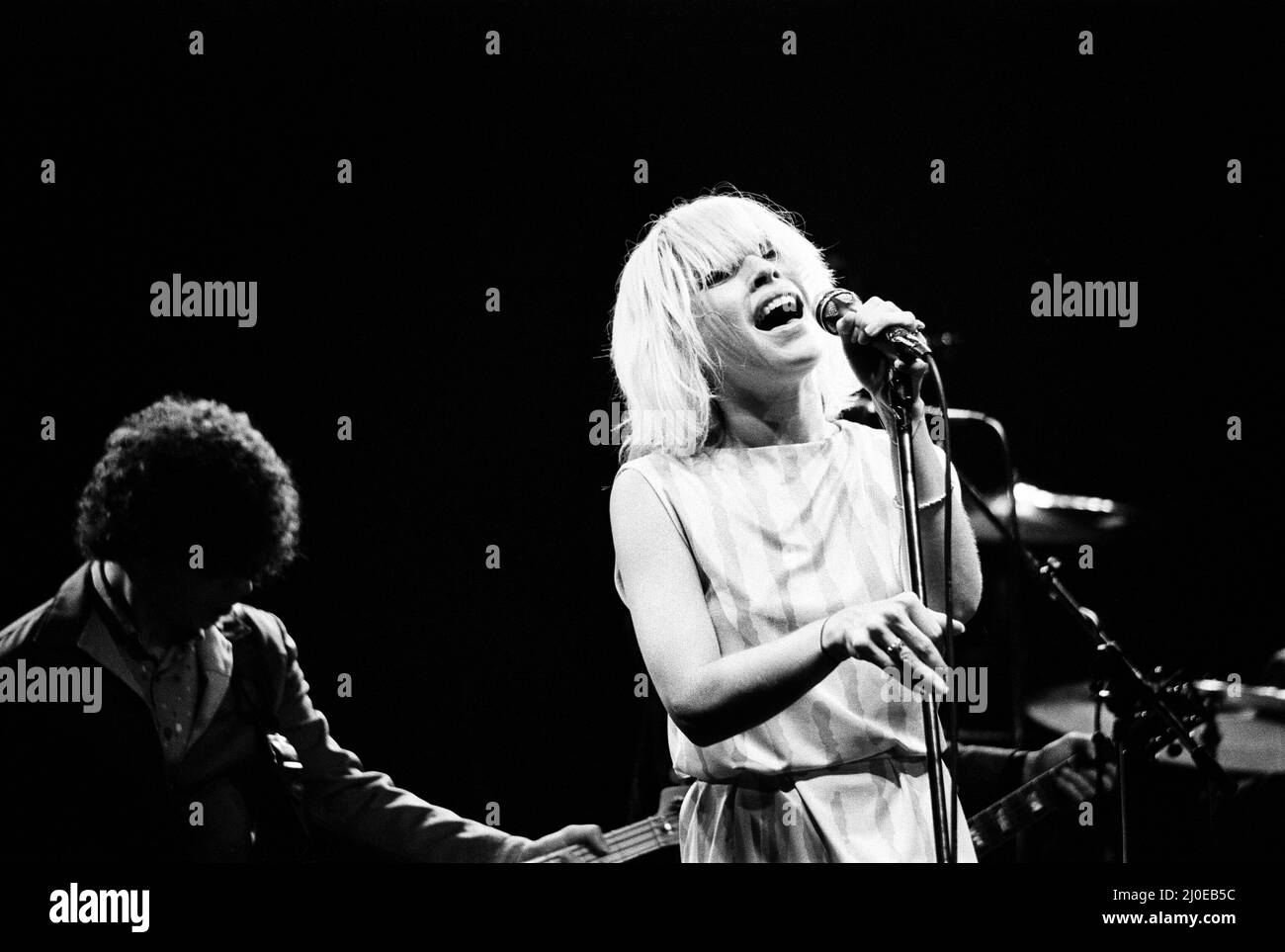 Debbie Harry in concert with Blondie, at the Odeon, Birmingham, part of their European Tour 1979-'80. 7th January 1980. Stock Photo