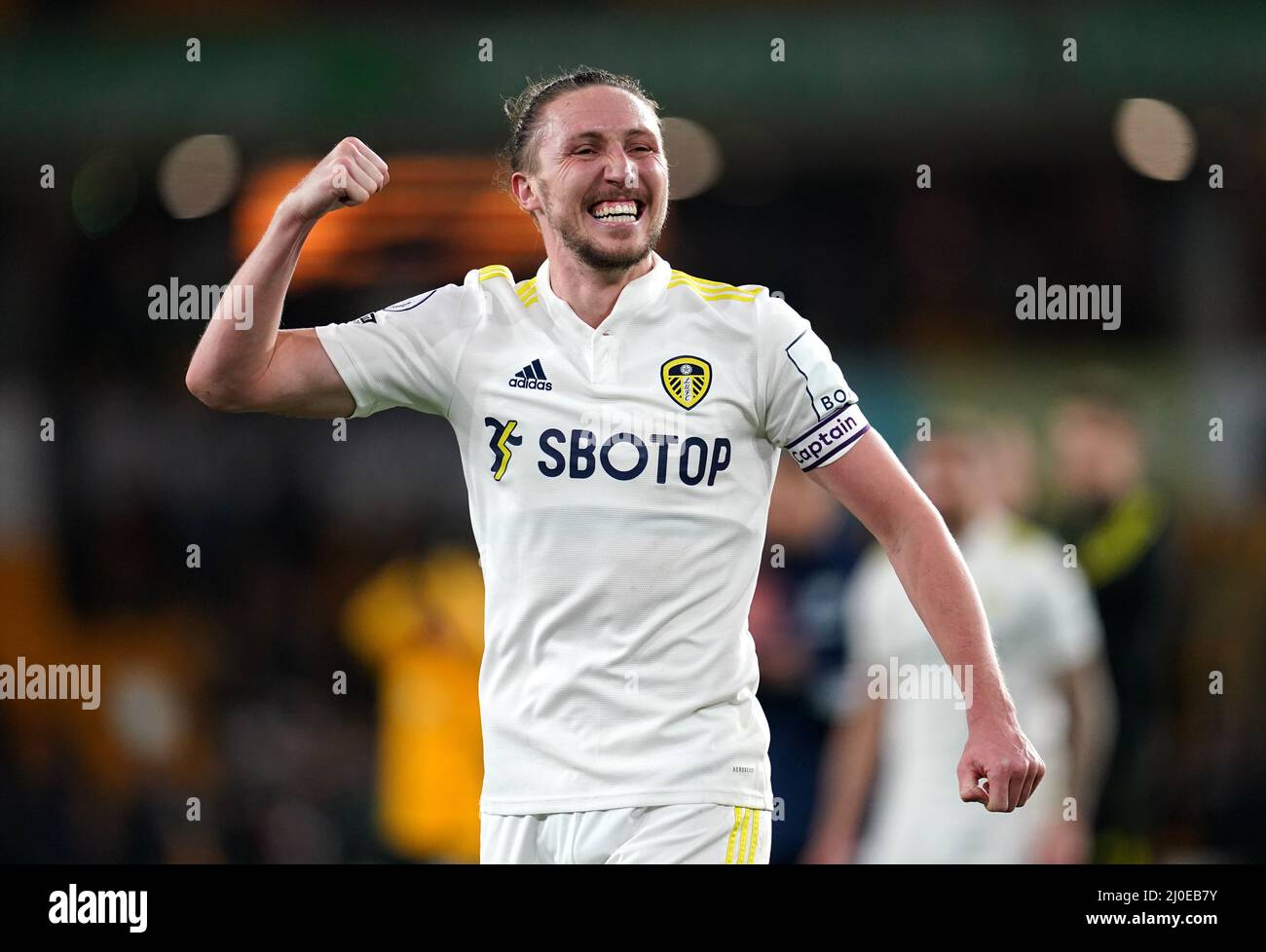 Leeds United's Luke Ayling celebrates at the final whistle after the