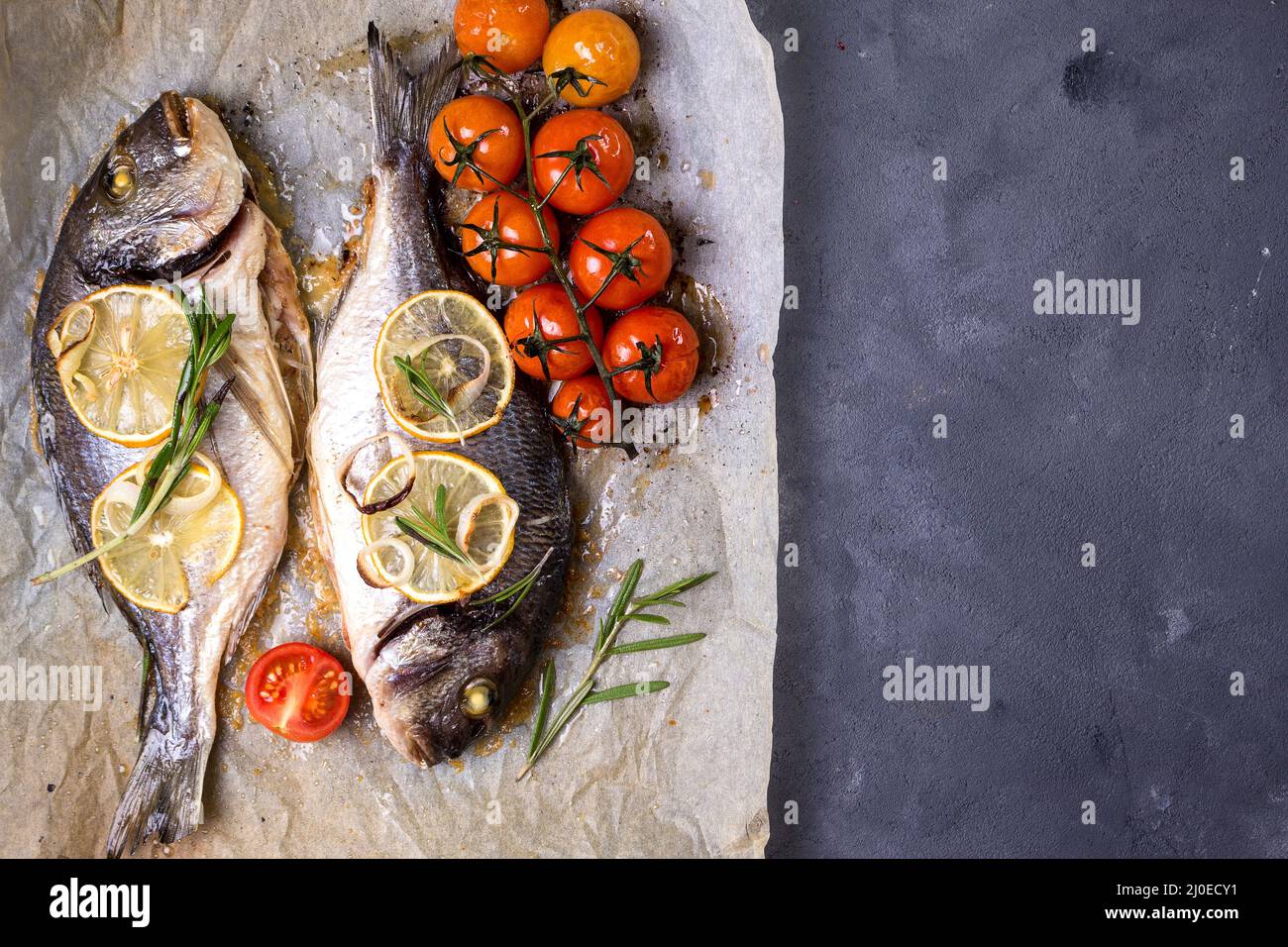 Baked fish Stock Photo